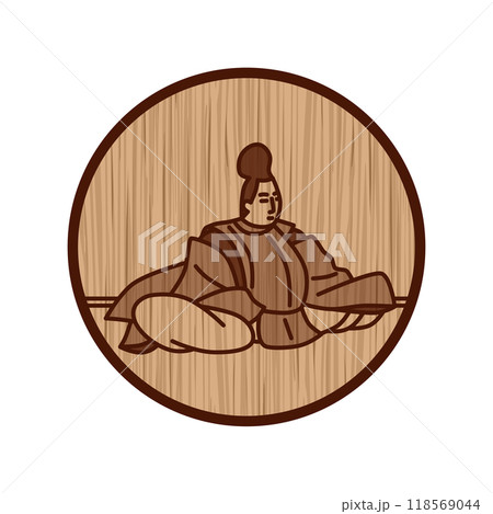 木彫り円形シンプル百人一首　藤原実方朝臣 118569044