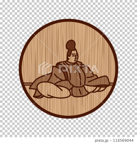 木彫り円形シンプル百人一首　藤原実方朝臣 118569044