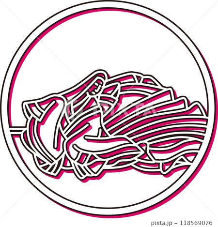 カラーシャドウ円形シンプル百人一首　紫式部 118569076