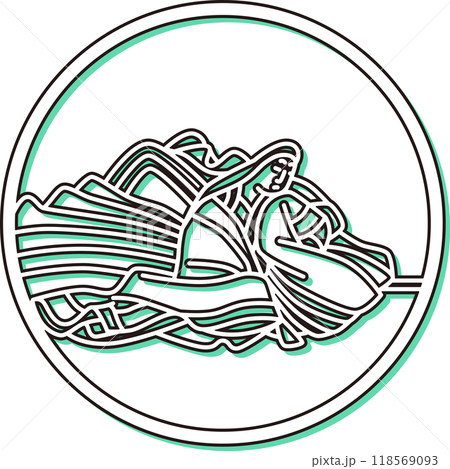 カラーシャドウ円形シンプル百人一首　小式部内侍 118569093