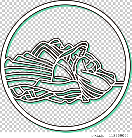 カラーシャドウ円形シンプル百人一首　小式部内侍 118569093