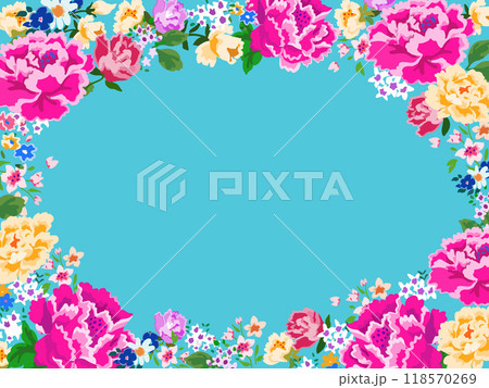 台湾花布フレーム＿水色 118570269