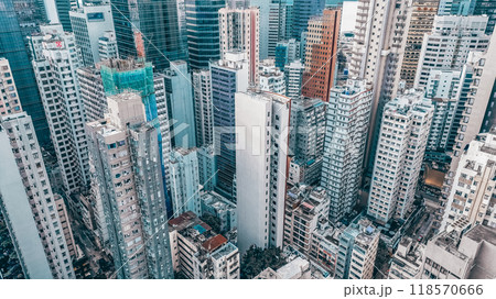 Hong Kong apartments in cityscape background, wan chai Aug 24 2024 118570666