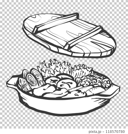 Hand-drawn brush-style illustration of sukiyaki 118570780