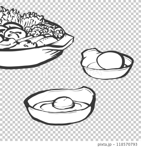 Hand-drawn brush-style illustration of sukiyaki Hand-drawn brush-style illustration of sukiyaki 118570793