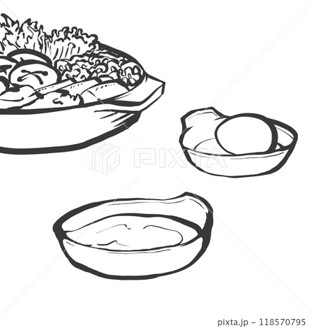 すき焼きの手描き筆絵風イラスト すき焼きの手描き筆絵風イラスト 118570795