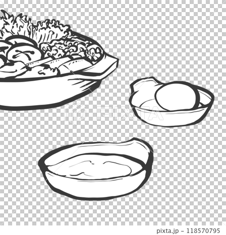 Hand-drawn brush-style illustration of sukiyaki 118570795