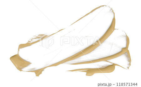 Separate torn light brown brush strokes on white background. Separate torn light brown brush strokes on white background. 118571344