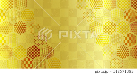 金 和柄 模様 年賀状 背景 金 和柄 模様 年賀状 背景 118571383