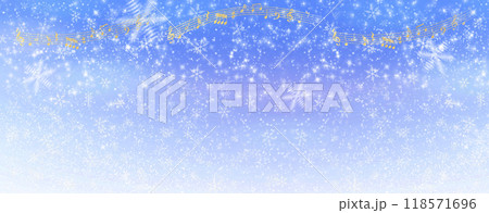 降り続く雪と音符、結晶 ブルーの背景 降り続く雪と音符、結晶 ブルーの背景 118571696