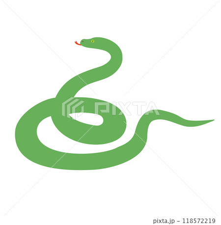 トグロを巻いた黄緑色の蛇のイラスト トグロを巻いた黄緑色の蛇のイラスト 118572219