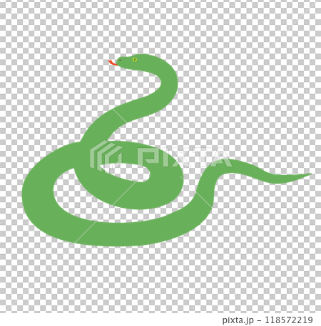 トグロを巻いた黄緑色の蛇のイラスト トグロを巻いた黄緑色の蛇のイラスト 118572219