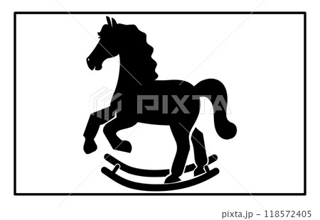 Rocking horse hand drawn silhouette, Wooden Chair Rocking Horse. Illustration Rocking horse hand drawn silhouette, Wooden Chair Rocking Horse. Illustration 118572405