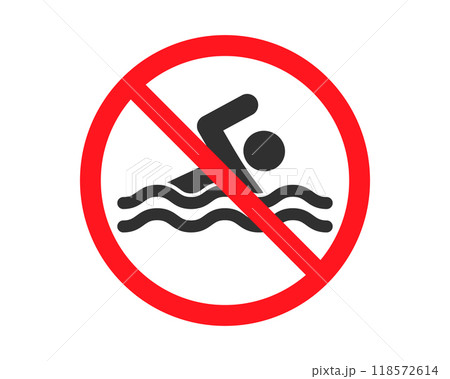 No Swimming icon symbol. Swimming prohibited area logo sign. Vector illustration image. 118572614