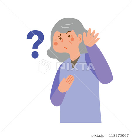 耳が聞こえにくい高齢女性 耳が聞こえにくい高齢女性 118573067