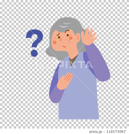 耳が聞こえにくい高齢女性 耳が聞こえにくい高齢女性 118573067