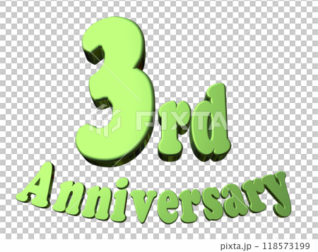 3DCG文字「3th Anniversary/3周年」グリーン,緑 118573199