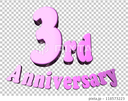 3DCG文字「3th Anniversary/3周年」パープル,紫,ピンク 118573223