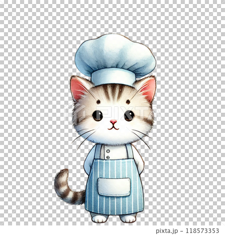 ヴィエナブロンズ コールドペイント 擬人化した猫 コック 調理師 子猫のコックさんのイラスト素材 [118573353] - PIXTA
