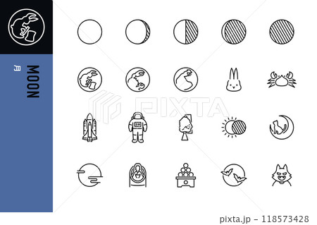 月のシンプルなラインアイコン 118573428