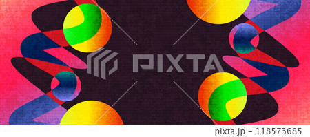 Abstract Background with Colorful Gradient Shapes and Texture Effect. Vibrant and Creative Cover or Banner Design Template 118573685