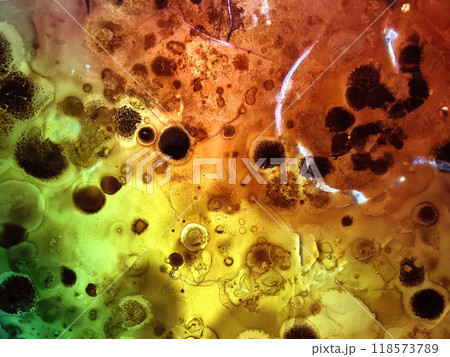 A beautifully detailed close up image of a rainbow colored liquid A beautifully detailed close up image of a rainbow colored liquid 118573789