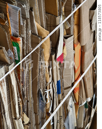 A large pile of cardboard in a big landfill A large pile of cardboard in a big landfill 118573805