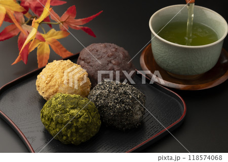 おはぎ 四色おはぎとお茶 おはぎ 四色おはぎとお茶 118574068