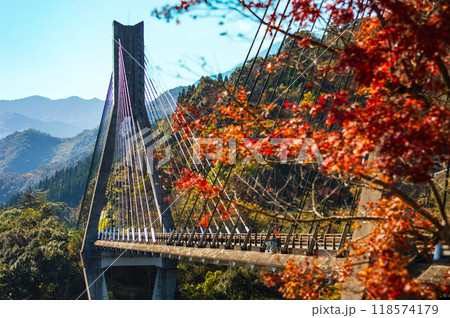 紅葉の佐伯宇目　唄げんか大橋 118574179