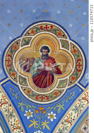Saint Mark the Evangelist, fresco in the parish church of Helena in Zabok, Croatia 118574715