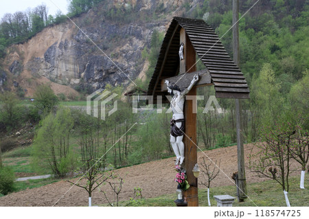 Roadside Crucifix in Zagorje region, Croatia Roadside Crucifix in Zagorje region, Croatia 118574725