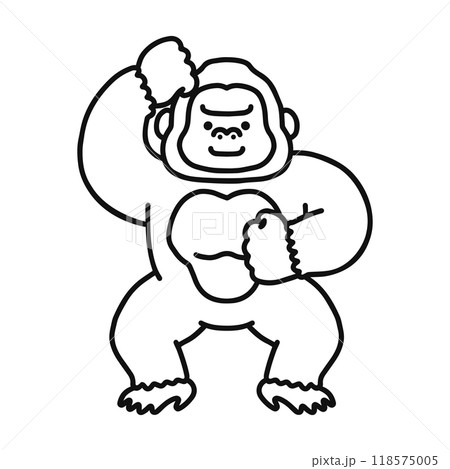 かわいいゴリラ　動物　線画 118575005