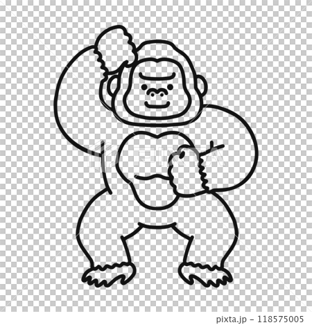 かわいいゴリラ　動物　線画 118575005