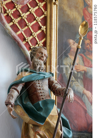 Saint Joachim, statue on the altar of Saint Joseph patron saint of a happy death in Church of Birth of Virgin Mary in Svetice, Croatia Saint Joachim, statue on the altar of Saint Joseph patron saint of a happy death in Church of Birth of Virgin Mary in Svetice, Croatia 118575760