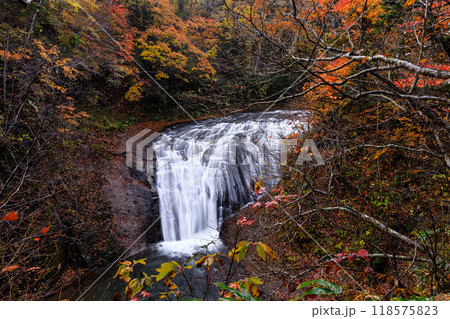 北海道恵庭市、紅葉に染まる白扇の滝【10月】 北海道恵庭市、紅葉に染まる白扇の滝【10月】 118575823