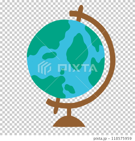Hand drawn globe for back to school, subject, stationery, sticker, decoration, cute patches, earth, environment, print, card, brooch, pin, social media post, class, study 118575959