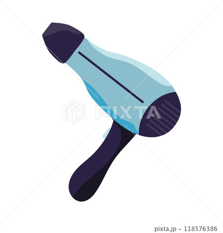 Hair dryer in flat design. Professional hairdresser appliance for coiffure. Vector illustration isolated. 118576386