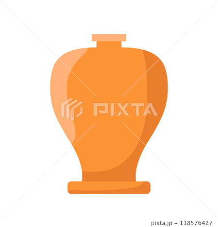 Antique vase in flat design. Classic ceramic jug at gallery exhibition. Vector illustration isolated. 118576427