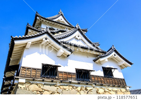 彦根市、下から見上げた国宝彦根城の天守 118577651