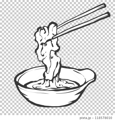 壽喜燒手繪筆畫風格插畫 118578010