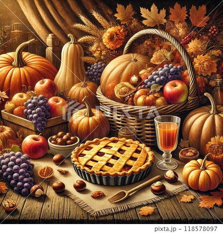 秋の味覚!ほっこり温かい収穫の食卓 秋の味覚!ほっこり温かい収穫の食卓 118578097