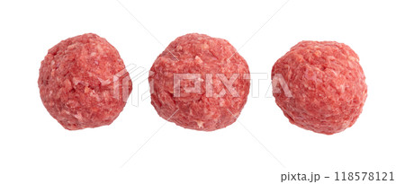 fresh raw meatballs isolated on white fresh raw meatballs isolated on white 118578121