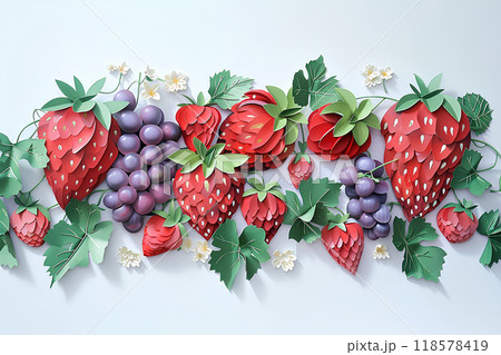 イチゴと葡萄のペーパークラフト 118578419