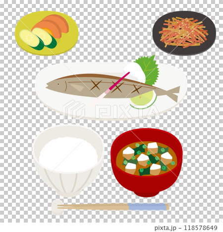 日式早餐烤魚 118578649