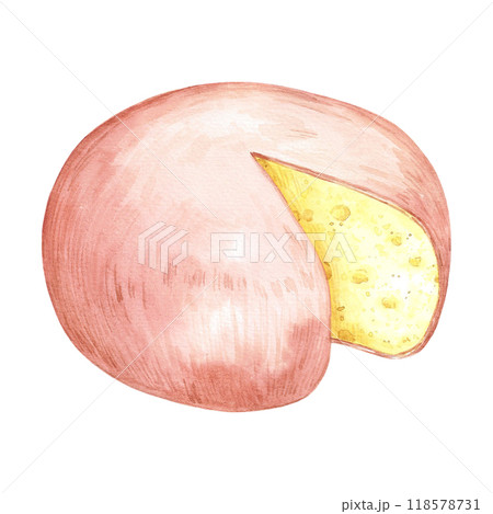Hand drawn watercolor block of cheese isolated on white background. Can be used for postcard, label, scrapbook and other printed products. 118578731