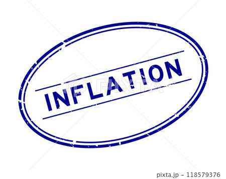 Grunge blue inflation word oval rubber seal stamp on white background Grunge blue inflation word oval rubber seal stamp on white background 118579376