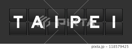 Black color analog flip board with word taipei on gray background 118579425