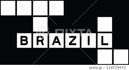 Alphabet letter in word brazil on crossword puzzle background Alphabet letter in word brazil on crossword puzzle background 118579433