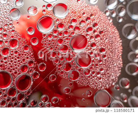 pattern of drops on a glass with reddish transparencies 118580171