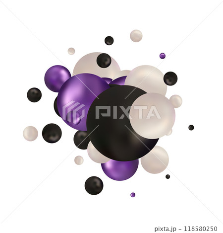 Background with realistic balls, transparent glossy bubbles. Abstract minimal design. Vector illustration. eps 10 118580250